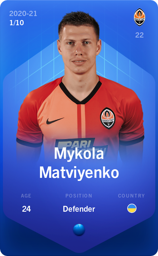 Sorare - Sorare Official - Mykola Matviyenko 2020-21 • Super Rare 1/10 - NFT # 17893389611954759237887789026004420930932079879601575498659199961612183200409