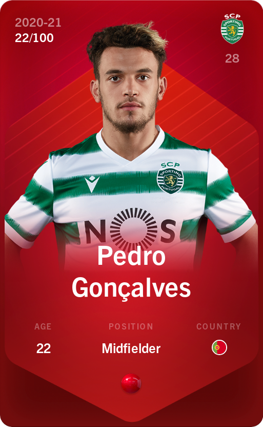 Sorare - Sorare Official - Pedro Gonçalves 2020-21 • Rare 22/100 - NFT # 104721213436863753673349993953697638993391433617932481914371659777725539435385