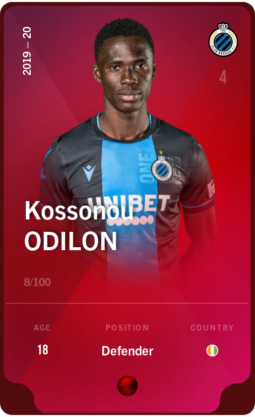 Sorare - Sorare Official - Kossonou Odilon 2019-20 • Rare 8/100 - NFT # 11448693324312852249485604277842265949031214801692135403736529859699467021016