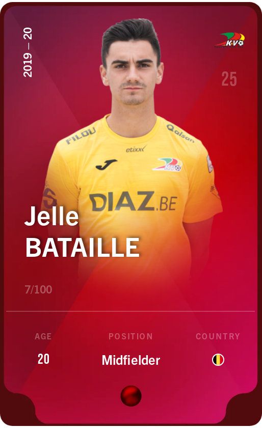Sorare - Sorare Official - Jelle Bataille 2019-20 • Rare 7/100 - NFT # 106727077664876062422025050177351321580545329768225386637466740835506893724165