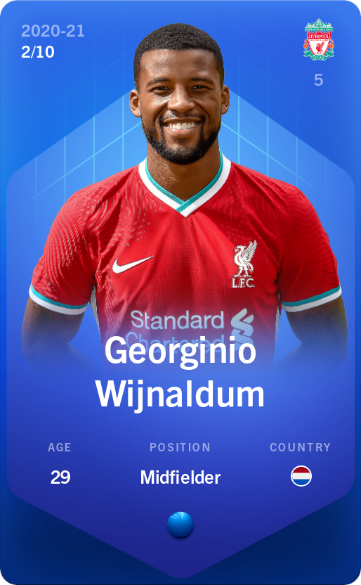 Sorare - Sorare Official - Georginio Wijnaldum 2020-21 • Super Rare 2/10 - NFT # 44974718828376545124127048546537674539764181116326279891771797410839187913106