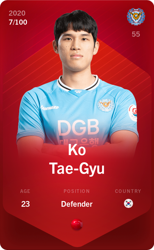 Sorare - Sorare Official - Ko Tae-Gyu 2020-21 • Rare 7/100 - NFT # 81384458629216950750427088371560441499938503909337325034905852833425345917502