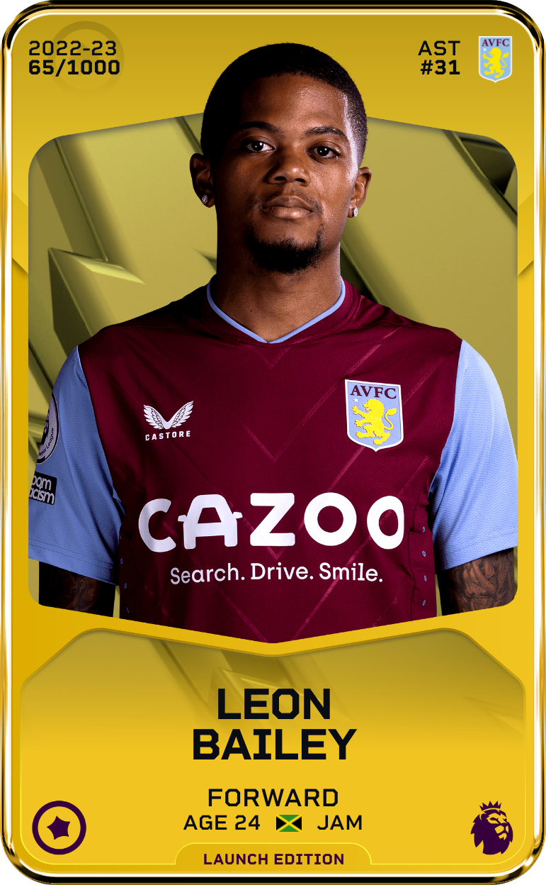 Sorare - Sorare Official - Leon Bailey 2022-23 • Limited 65/1000 - NFT # 20975073858527351981831905598333217991711271884727183312656681877494174386630