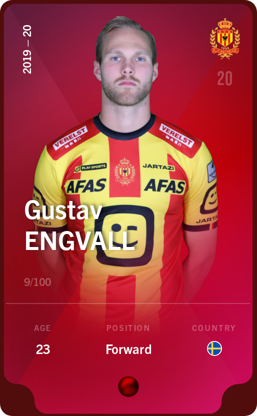 Sorare - Sorare Official - Gustav Engvall 2019-20 • Rare 9/100 - NFT # 45348609724879032076556775461625769427867622572102918780400730950077682474541