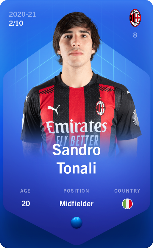 Sorare - Sorare Official - Sandro Tonali 2020-21 • Super Rare 2/10 - NFT # 24276701640914071728979869734973866847025438836797005110071120760129495454270