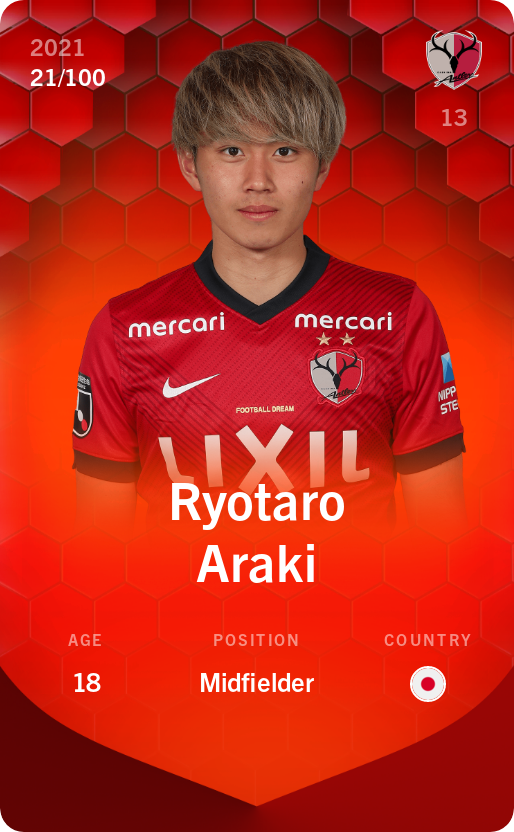 Sorare - Sorare Official - Ryotaro Araki 2021-22 • Rare 21/100 - NFT # 110238814134966457510830857882643482602120319057699383328656966990101468736204