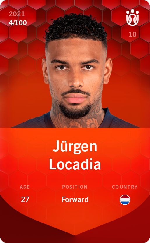 Sorare - Sorare Official - Jürgen Locadia 2021-22 • Rare 4/100 - NFT # 47690548457020202093676311906141201809450079949288602718338602974256550295725