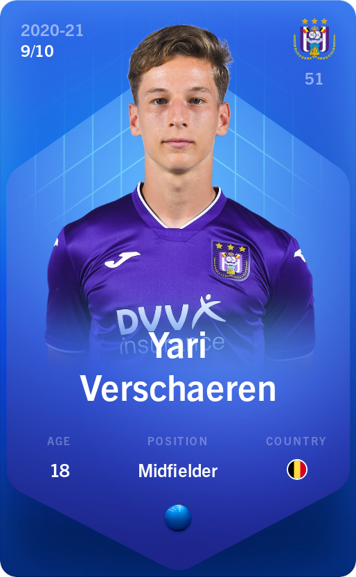 Sorare - Sorare Official - Yari Verschaeren 2020-21 • Super Rare 9/10 - NFT # 41823187626315062379262600644157441362098227577698133242578372312655576259948