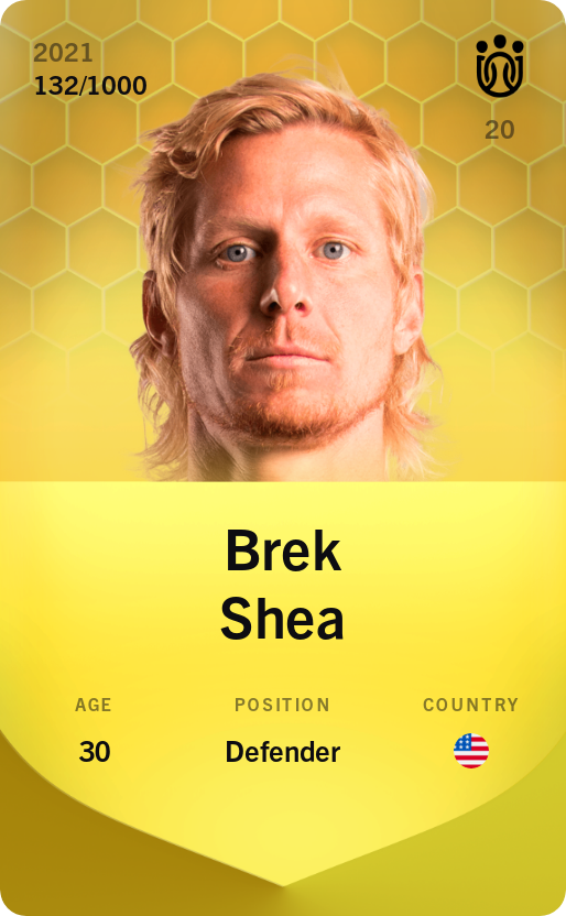 Sorare - Sorare Official - Brek Shea 2021-22 • Limited 132/1000 - NFT # 33770989492385996623519242963726106694931799963764254965888001160738122112