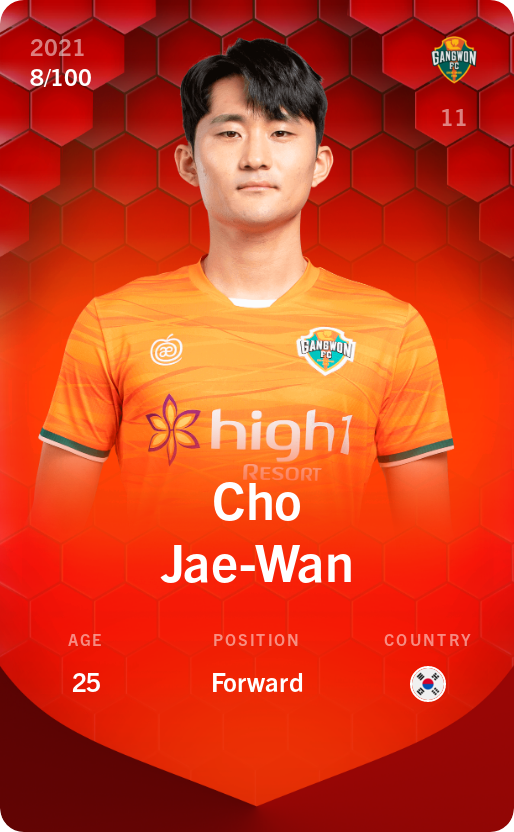 Sorare - Sorare Official - Cho Jae-Wan 2021-22 • Rare 8/100 - NFT # 49788507999462032498664140027013681845841589722224570827919410178030817036367