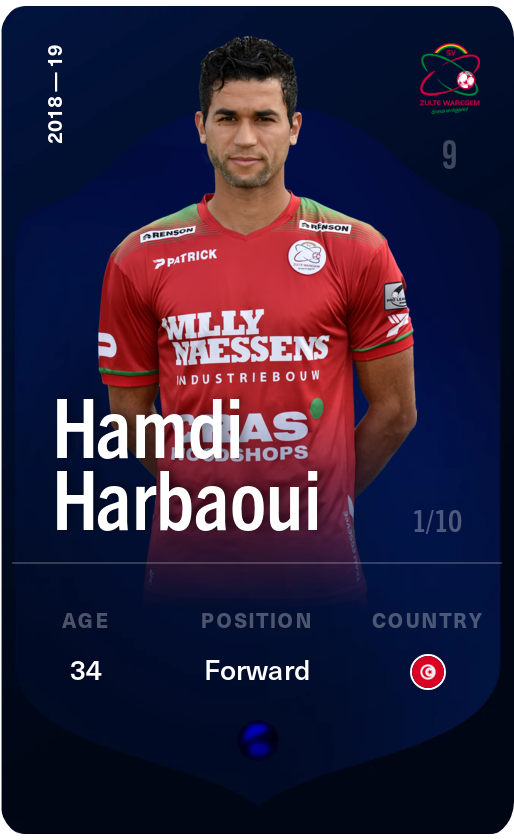 Sorare - Sorare Official - Hamdi Harbaoui 2018-19 • Super Rare 1/10 - NFT # 20003961749953299869325552484486042567020711488108027186943126323647174763237
