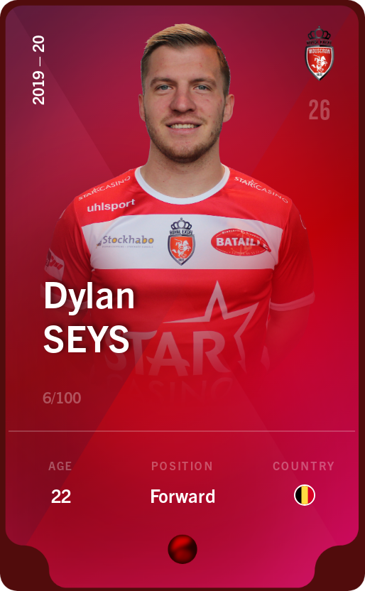 Sorare - Sorare Official - Dylan Seys 2019-20 • Rare 6/100 - NFT # 58202681588025186427140787809595324757215572961664408297264784655071220185362