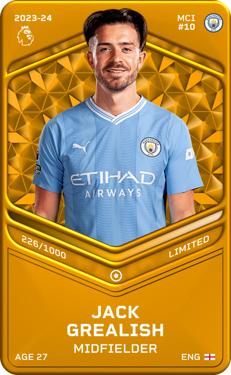 Sorare - Sorare Official - Jack Grealish 2023-24 • Limited 226/1000 - NFT # 94976216249173224951200028943778783165352696573117841547915887455126265879968