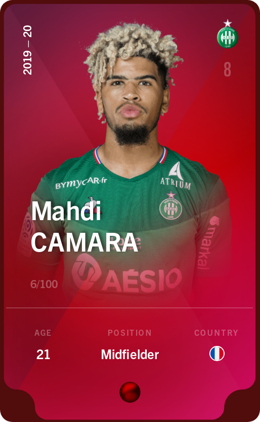 Sorare - Sorare Official - Mahdi Camara 2019-20 • Rare 6/100 - NFT # 51127053809529401068078553341324936487204819571783055433501197033263216535207