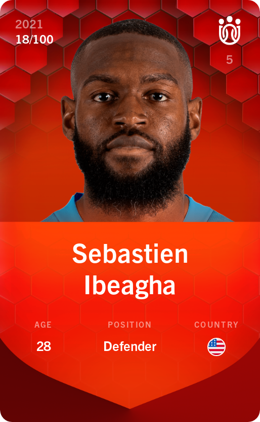 Sorare - Sorare Official - Sebastien Ibeagha 2021-22 • Rare 18/100 - NFT # 78580956371101577450531409717862108482044114239167289416364003191716244737271