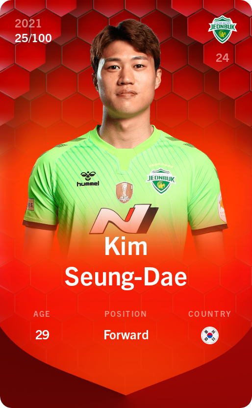 Sorare - Sorare Official - Kim Seung-Dae 2021-22 • Rare 25/100 - NFT # 18904852958175991208146585878773586598836666387887675988999560733837115714375