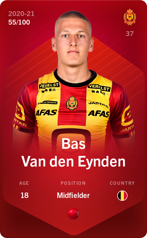 Sorare - Sorare Official - Bas Van den Eynden 2020-21 • Rare 55/100 - NFT # 39082523948285186581236131290790753863865773750953029182754336574564161597580