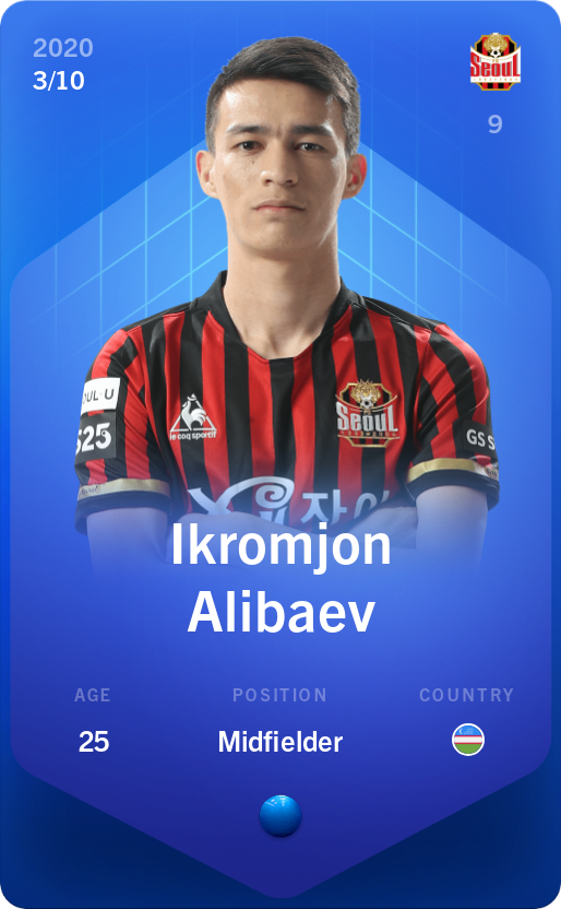 Sorare - Sorare Official - Ikromjon Alibaev 2020-21 • Super Rare 3/10 - NFT # 9688763980838521077777277030941266829316132872860905285951851309701577502067