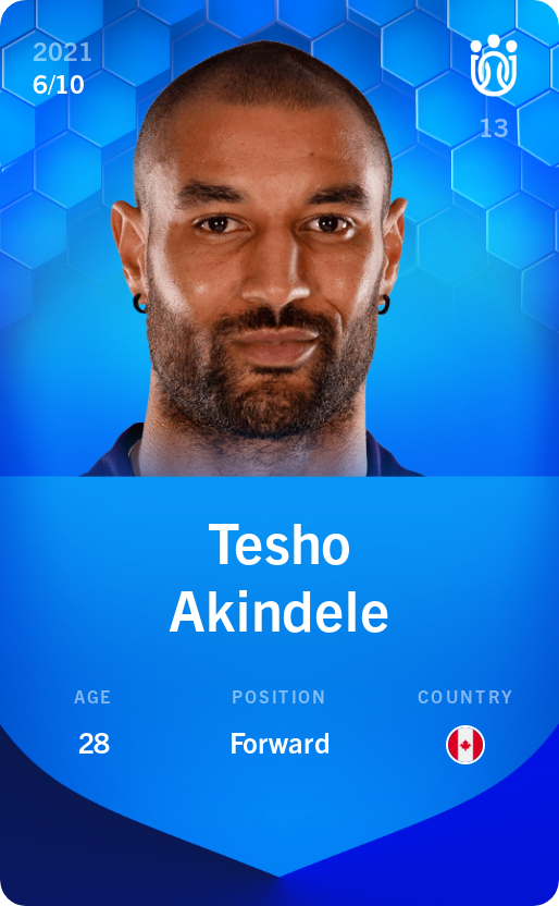 Sorare - Sorare Official - Tesho Akindele 2021-22 • Super Rare 6/10 - NFT # 22476625681748628023482695137042280274653560159596682328666670465470526349999