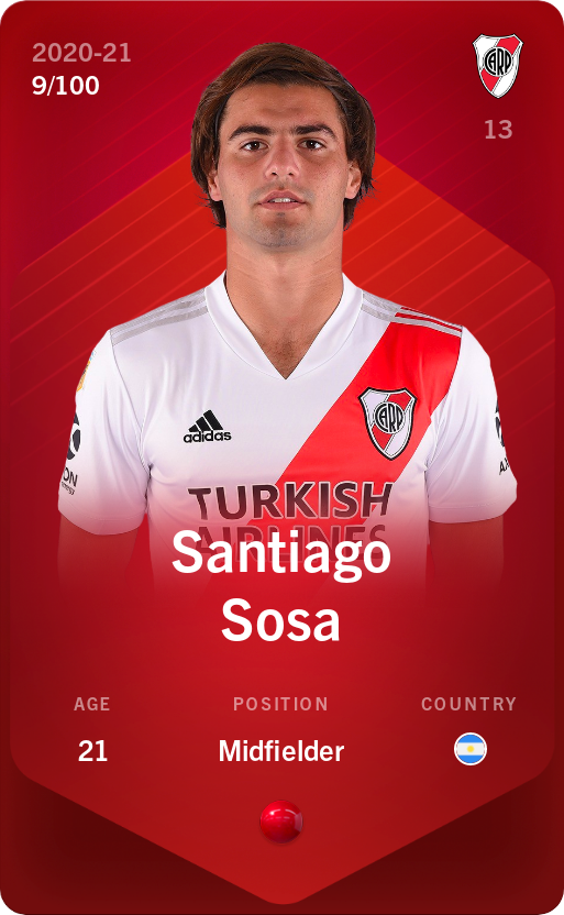 Sorare - Sorare Official - Santiago Sosa 2020-21 • Rare 9/100 - NFT # 50521920857336977946821781819960908462759061022184741324367905324885017262277