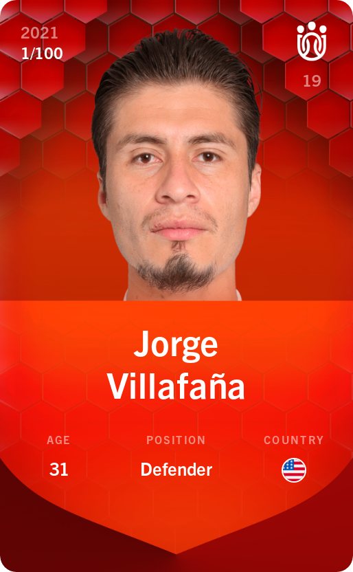 Sorare - Sorare Official - Jorge Villafaña 2021-22 • Rare 1/100 - NFT # 78874349291919249398130494192847291324683537196408341054108164302249843158953
