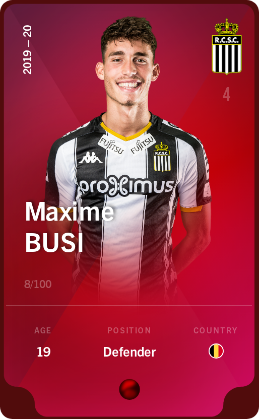 Sorare - Sorare Official - Maxime Busi 2019-20 • Rare 8/100 - NFT # 60451561965488774512498755123787307365459845242598394955705125740686735029849