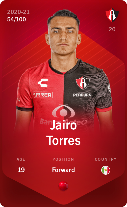 Sorare - Sorare Official - Jairo Torres 2020-21 • Rare 54/100 - NFT # 106201568474884808144267410720105855294647697292128192050967124449773002379995