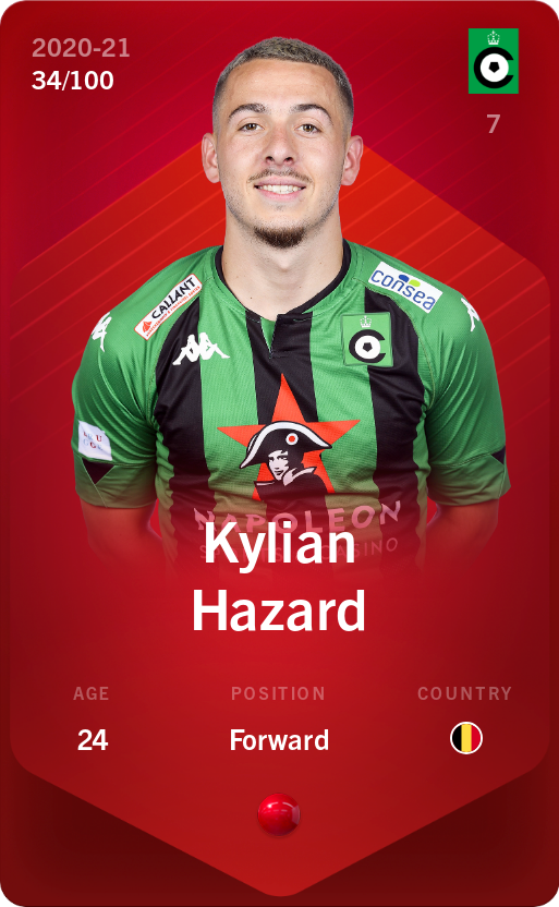 Sorare - Sorare Official - Kylian Hazard 2020-21 • Rare 34/100 - NFT # 65577364765229324116929819741544212713163368298411247293286988093804968397974