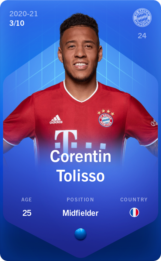 Sorare - Sorare Official - Corentin Tolisso 2020-21 • Super Rare 3/10 - NFT # 13972774535434651555417977247276788267595010460571576236065774017401445989226