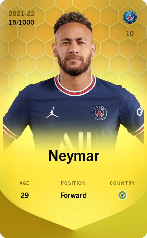 Sorare - Sorare Official - Neymar 2021-22 • Limited 15/1000 - NFT # 87099929558260740973092255221708262630906053959397518943441430446536292984885