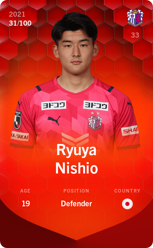 Sorare - Sorare Official - Ryuya Nishio 2021-22 • Rare 31/100 - NFT # 51033762637406862347445113749024630198777084704055556432574288271518718721981