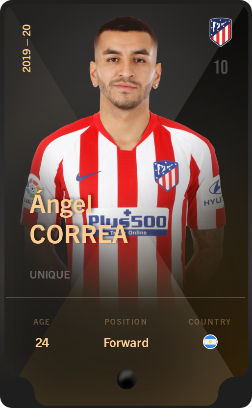 Sorare - Sorare Official - Ángel Correa 2019-20 • Unique - NFT # 107113430121097158505236393712223619850890926480390151574759017201066456499200