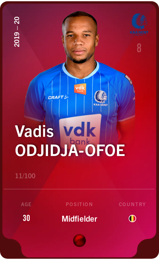 Sorare - Sorare Official - Vadis Odjidja-Ofoe 2019-20 • Rare 11/100 - NFT # 72852829361463288721533629743819794274593436341027223408102382306476036010137