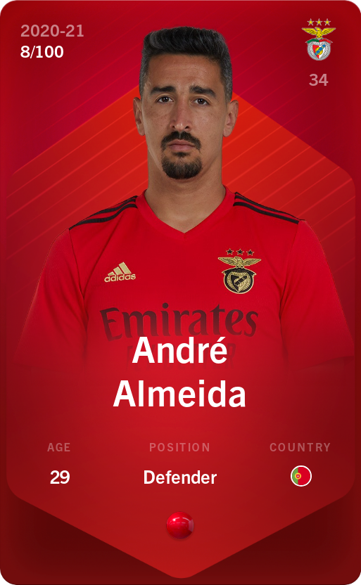 Sorare - Sorare Official - André Almeida 2020-21 • Rare 8/100 - NFT # 111677732313288018891365980054796491639389838196853160754014869297045689706041