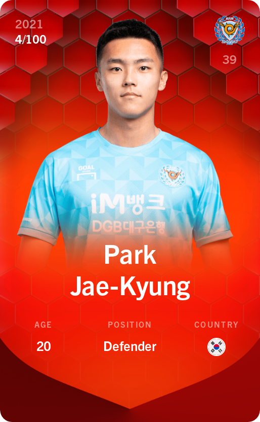 Sorare - Sorare Official - Park Jae-Kyung 2021-22 • Rare 4/100 - NFT # 40187978914677657755720487433990407559997413974686380110246939467621944273574