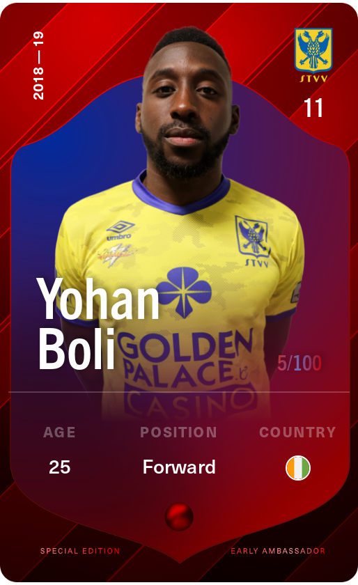 Sorare - Sorare Official - Yohan Boli 2018-19 • Rare 5/100 - NFT # 55564369706906772704306678822123192746351542928581754959811530687286562992336