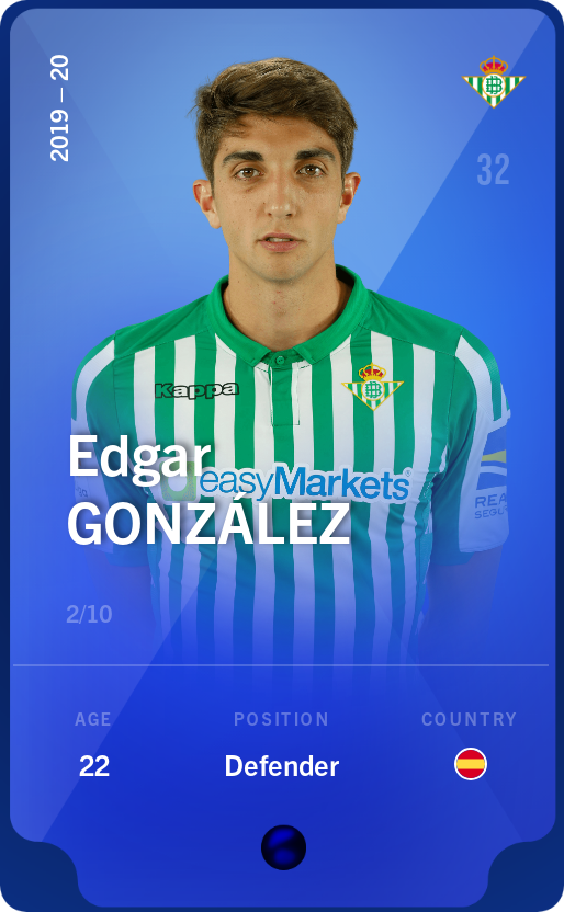 Sorare - Sorare Official - Edgar González 2019-20 • Super Rare 2/10 - NFT # 7900655666577872081749057818543802205421433785009196060361329381216581138702
