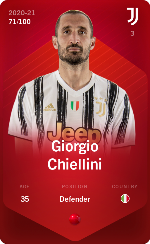 Sorare - Sorare Official - Giorgio Chiellini 2020-21 • Rare 71/100 - NFT # 34500919993982065739314753586726529206606584729487527783917366667480153365521