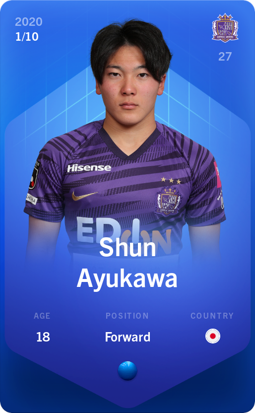 Sorare - Sorare Official - Shun Ayukawa 2020-21 • Super Rare 1/10 - NFT # 93748306655112289225324272797605851234845832290991202020424501385262973900822