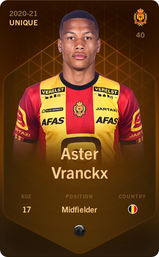 Sorare - Sorare Official - Aster Vranckx 2020-21 • Unique - NFT # 44811952645772767917981783952824657984661612106966984619229045688272548639023