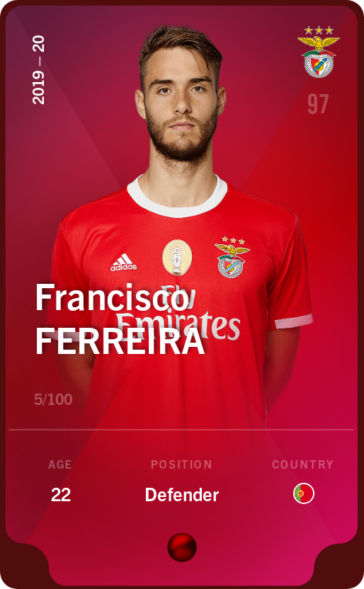 Sorare - Sorare Official - Francisco Ferreira 2019-20 • Rare 5/100 - NFT # 71334372276897628470569873089174565719684870076713483257229685268526647936074