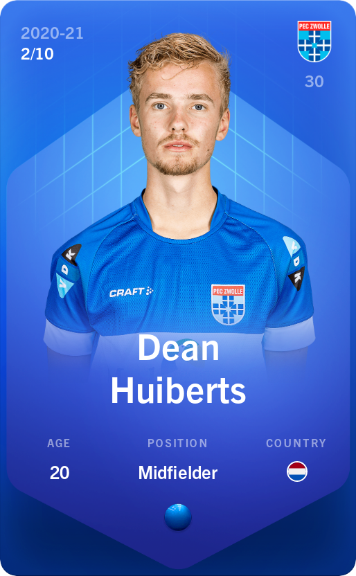 Sorare - Sorare Official - Dean Huiberts 2020-21 • Super Rare 2/10 - NFT # 25329879131994228224341357365278793434511473936305642970297562276635381136647