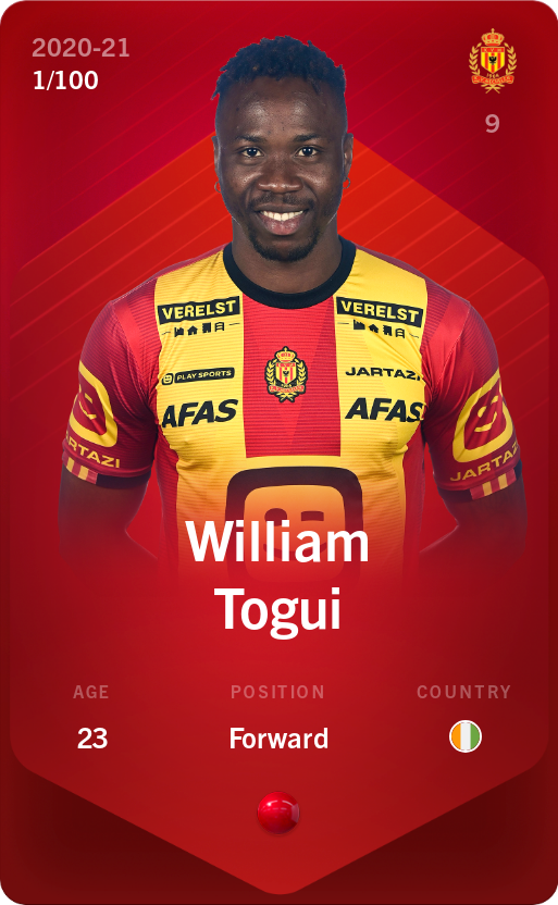 Sorare - Sorare Official - William Togui 2020-21 • Rare 1/100 - NFT # 82164045048373405485949649921401102100531221614022910534617046121728216617306