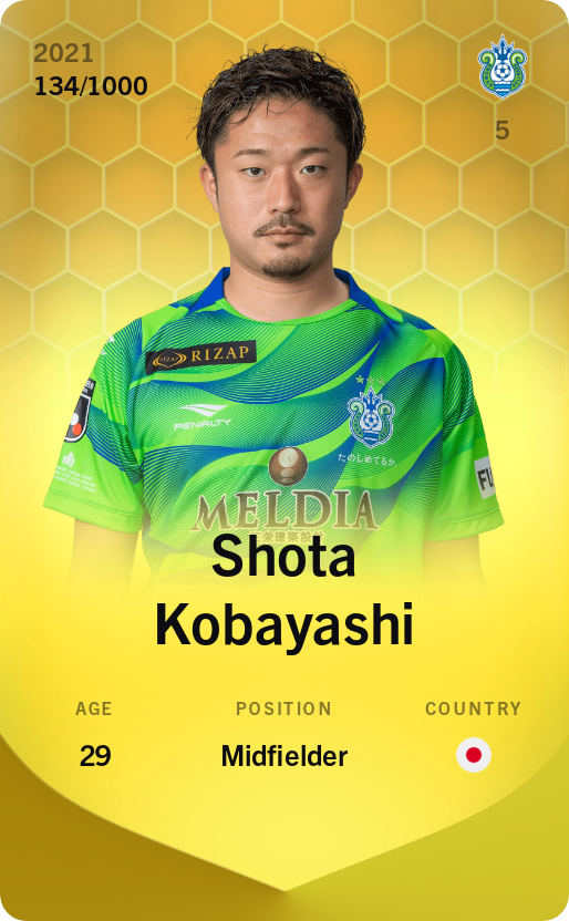 Sorare - Sorare Official - Shota Kobayashi 2021-22 • Limited 134/1000 - NFT # 14325678330537103979285319288969279722704017153022706996011944807515355791784