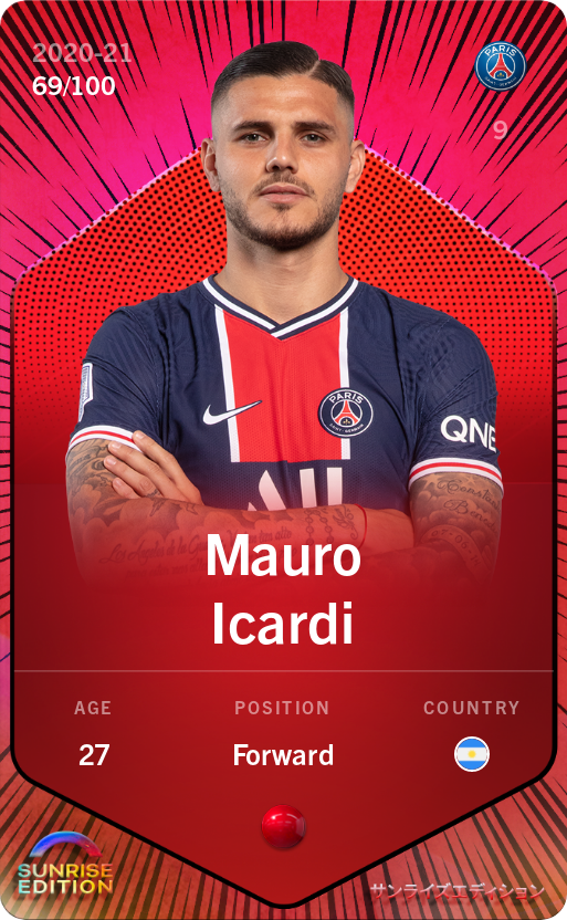 Sorare - Sorare Official - Mauro Icardi 2020-21 • Rare 69/100 - NFT # 69047639406333532296948543799986202997281001427437648441456197124728224610993
