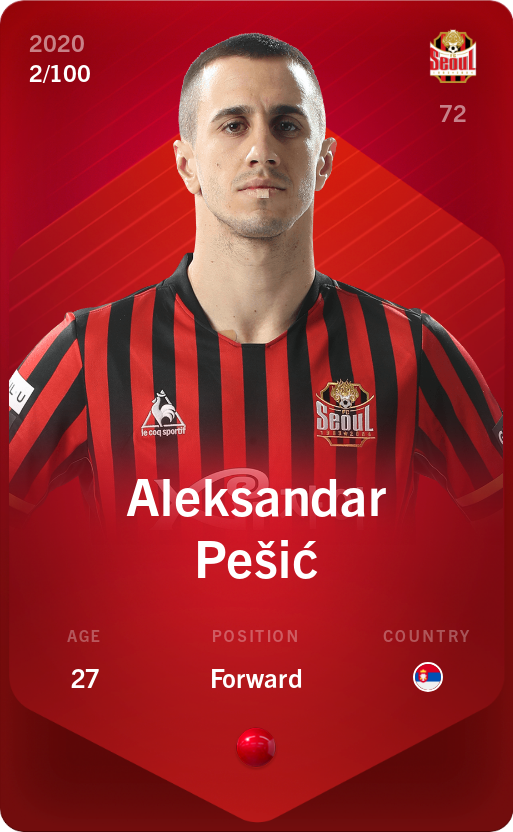 Sorare - Sorare Official - Aleksandar Pešić 2020-21 • Rare 2/100 - NFT # 94559345904392303096965379734061767848271796583721231267643127138999987859273
