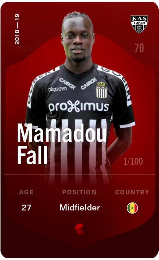 Sorare - Sorare Official - Mamadou Fall 2018-19 • Rare 1/100 - NFT # 38504547228314750339399766426835156975974049510140032165113868697872826878802