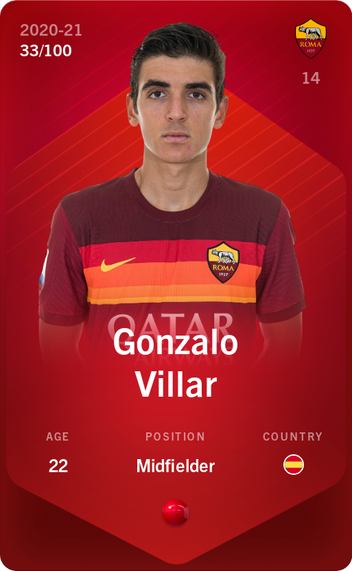 Sorare - Sorare Official - Gonzalo Villar 2020-21 • Rare 33/100 - NFT # 107955024752690322482009994630872127639787911756543487094753863832241704563834