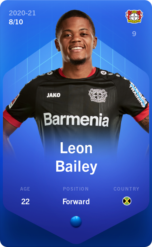Sorare - Sorare Official - Leon Bailey 2020-21 • Super Rare 8/10 - NFT # 79259292116563172471210996870634877598487815973526257440042349083232361172758