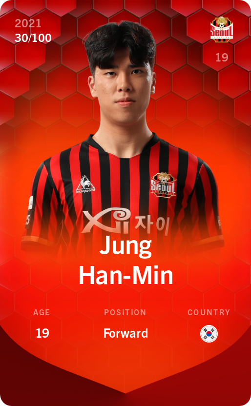 Sorare - Sorare Official - Jung Han-Min 2021-22 • Rare 30/100 - NFT # 4896636658934735392256181273810418984323528391086783203752615633200794661798